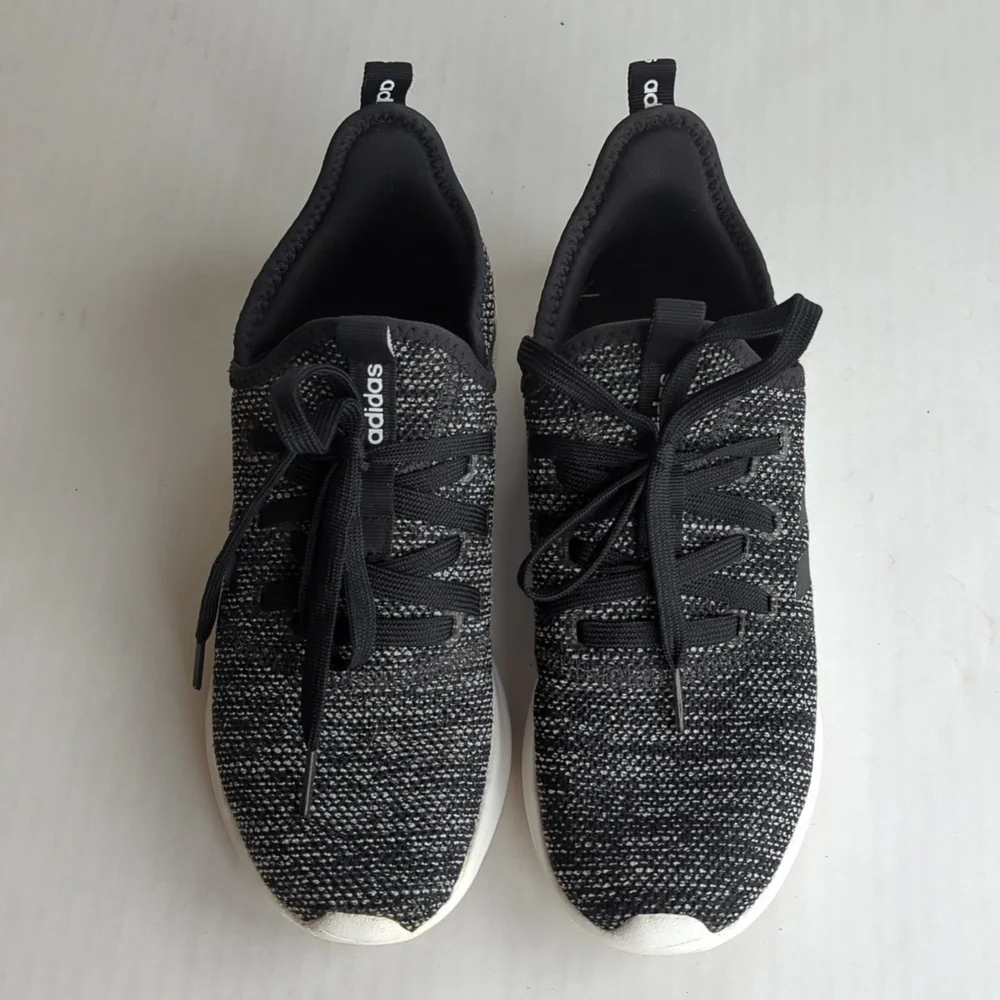 Adidas Cloud Foam Memory Footbed Lightweight Athletic Sneakers 7 Black White - Picture 4 of 14